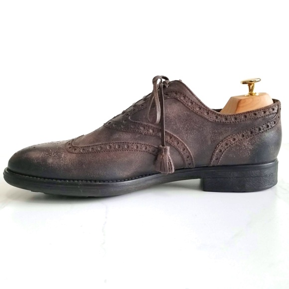Dolce & Gabbana Men\'s Oxfords Lace Up Wingtip Shoes Brown Distressed Leather main image 5